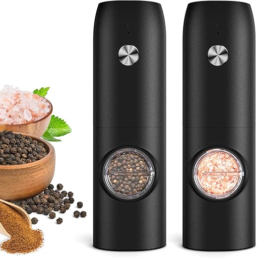Electric Salt and Pepper Grinder Set, Rechargeable Automatic&hellip;