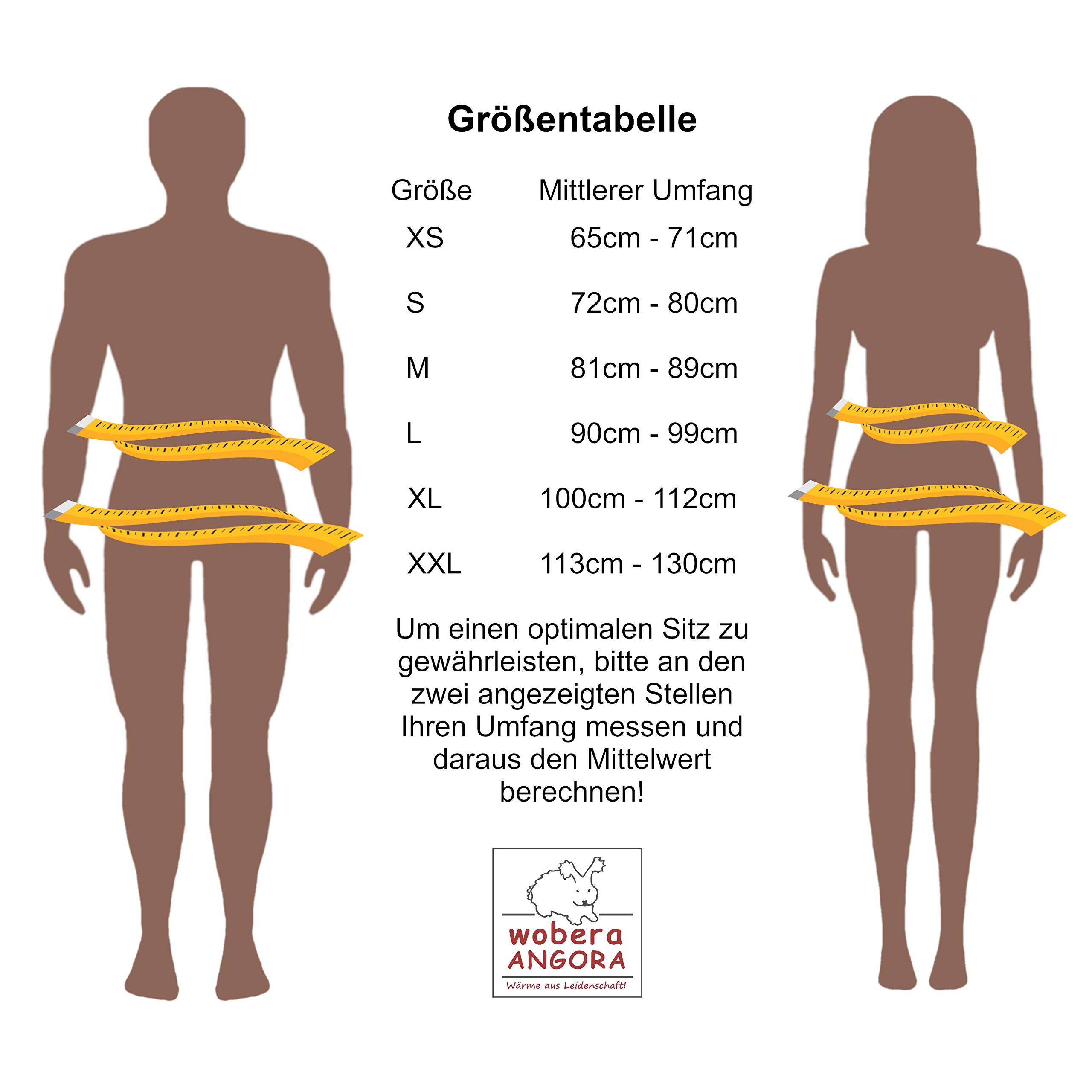 Angora wobera Leibwärmer, Nierenwärmer und Rückenwärmer - warme und intensive, hohe Ausführung mit Angora und Merinowolle, für Damen und Herren