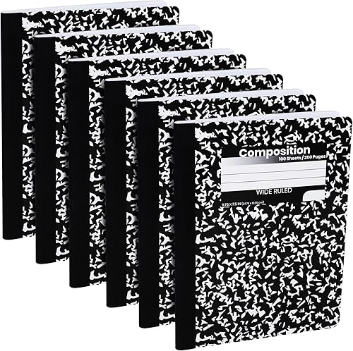 Cuadernos de composición, diarios de escritura de papel de rayas anchas, libros de composición de cubierta de mármol, 100 hojas, cuadernos