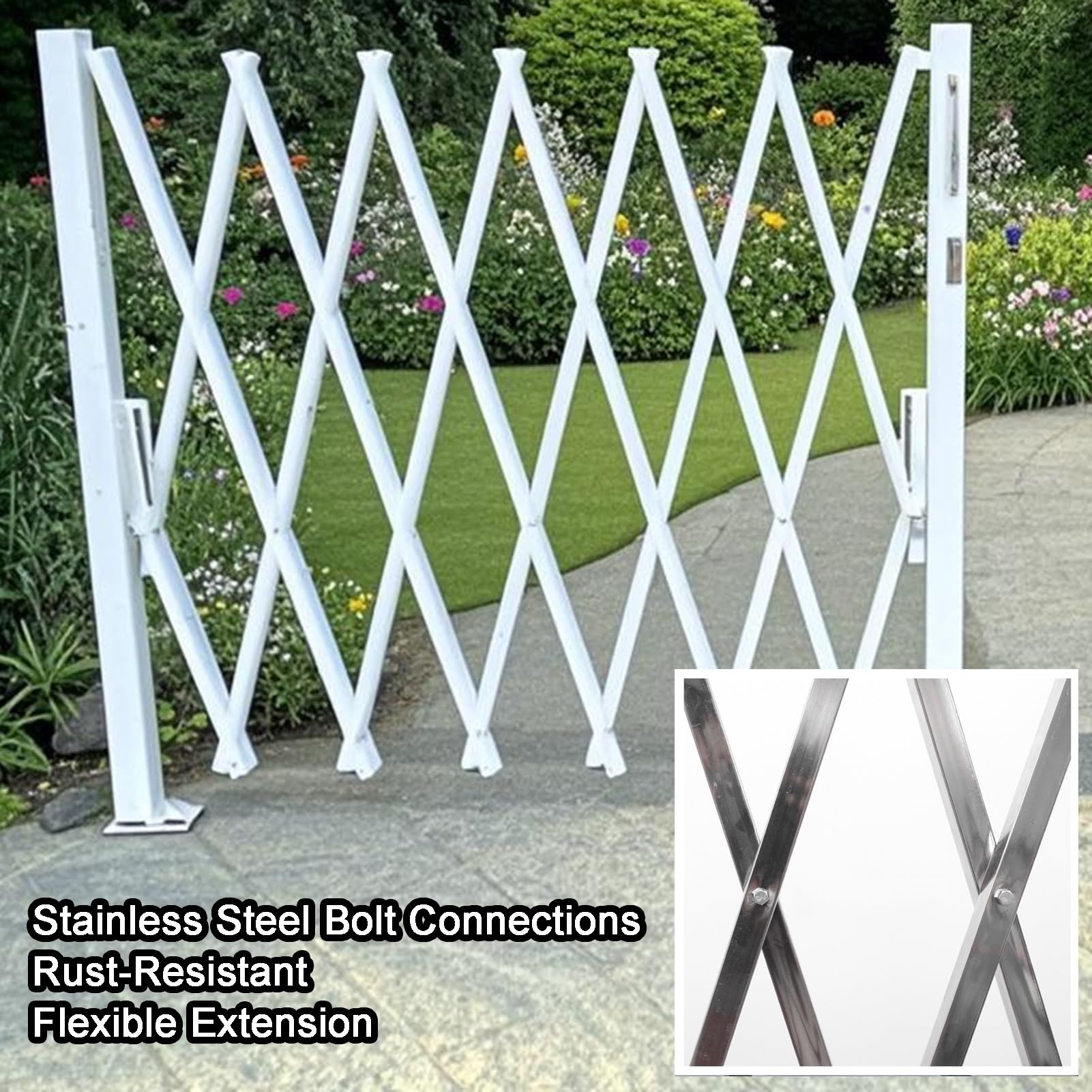 Przenośne, rozszerzalne metalowe ogrodzenie barierowe z kółkami - regulowana składana brama bezpieczeństwa do zamykania podjazdu i drogi (150 x 100 cm) - wszechstronne rozwiązanie bezpieczeństwa do