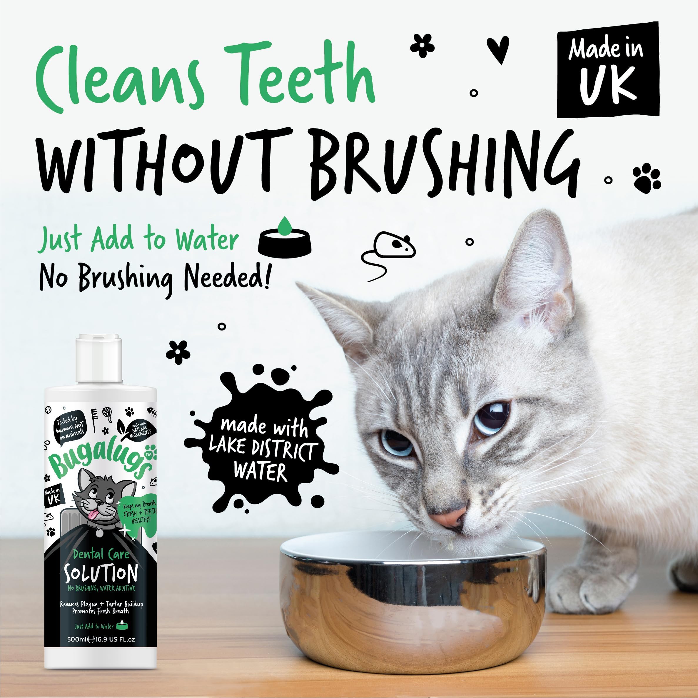 BUGALUGS Cat Breath Freshener Dental Care Water Additive. Clean Teeth, Healthy Gums & Fresh Breath - Image 2