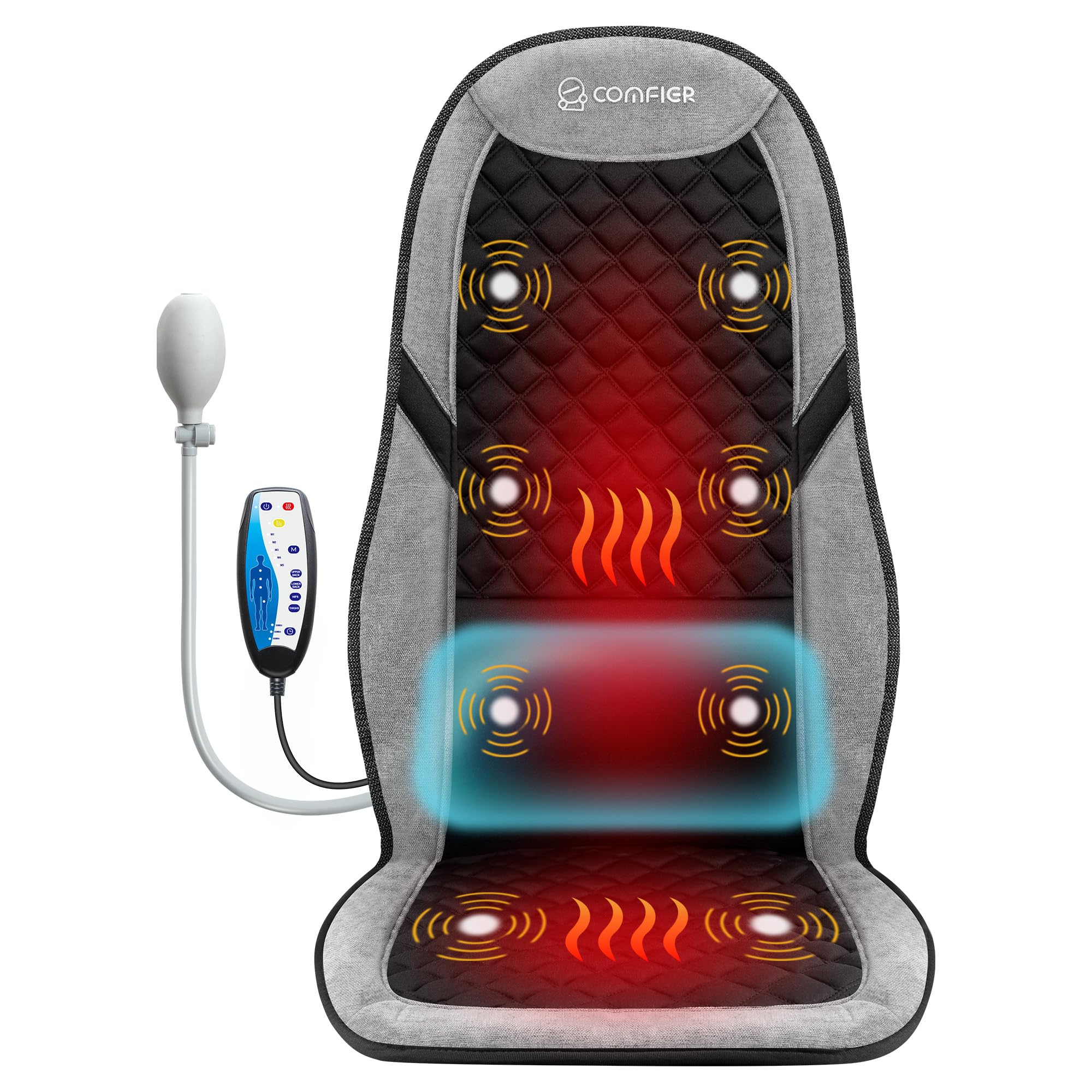 COMFIER Back Massager with Heat (Adjustable Lumbar)