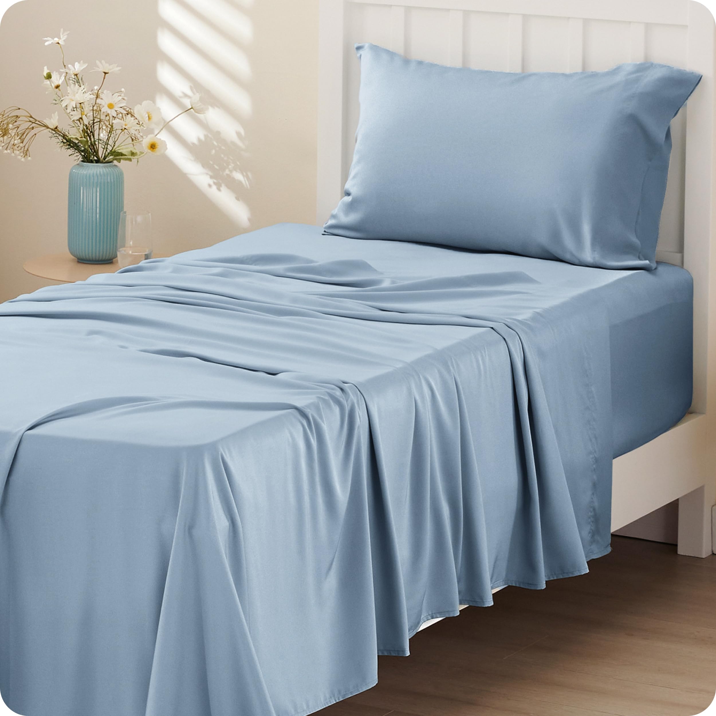 Bedsure PureWoven 100% Rayon Derived from Bamboo, Twin Bed Sheets, 3 Pieces