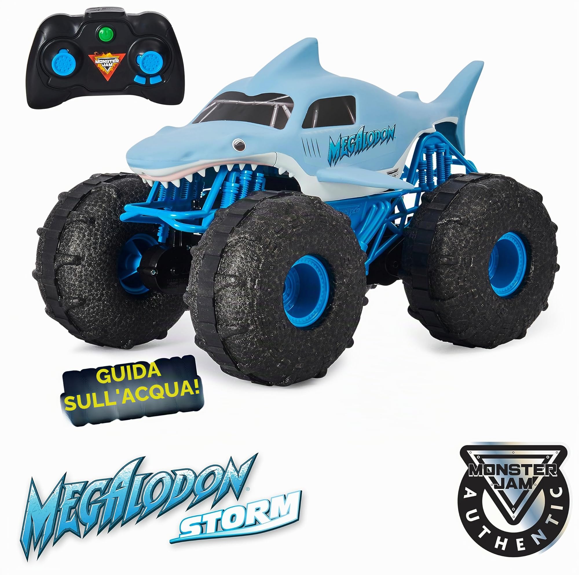Monster Jam Megalodon Storm, Veicolo Radiocomandato 1:15, RC per Tutti i Terreni, Giocattolo Bambini 4+ Anni