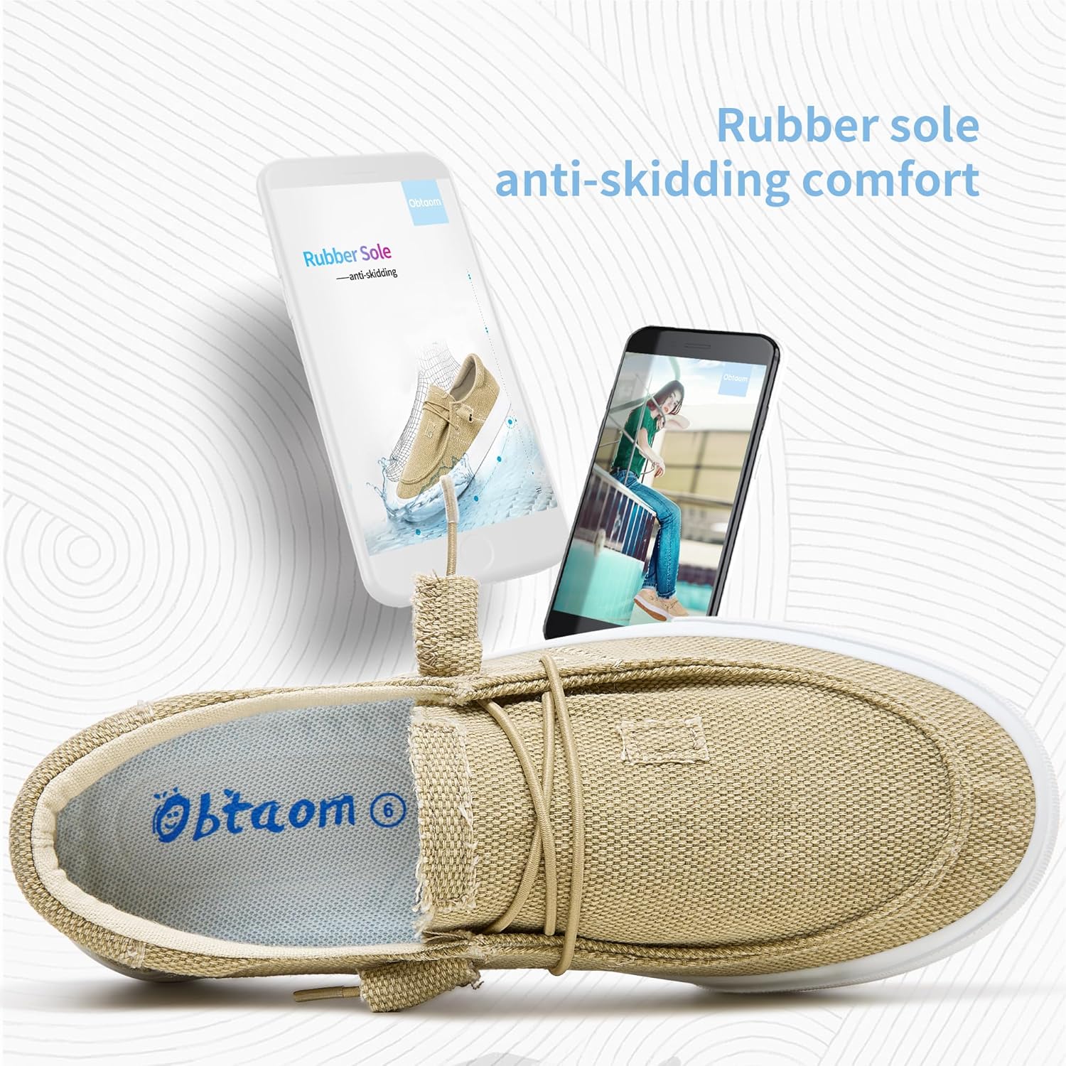 Obtaom Women Canvas Loafers Light-Weight Slip on Loafers Comfortable Boat Lace up Canvas Fishion Sneakers - Image 4