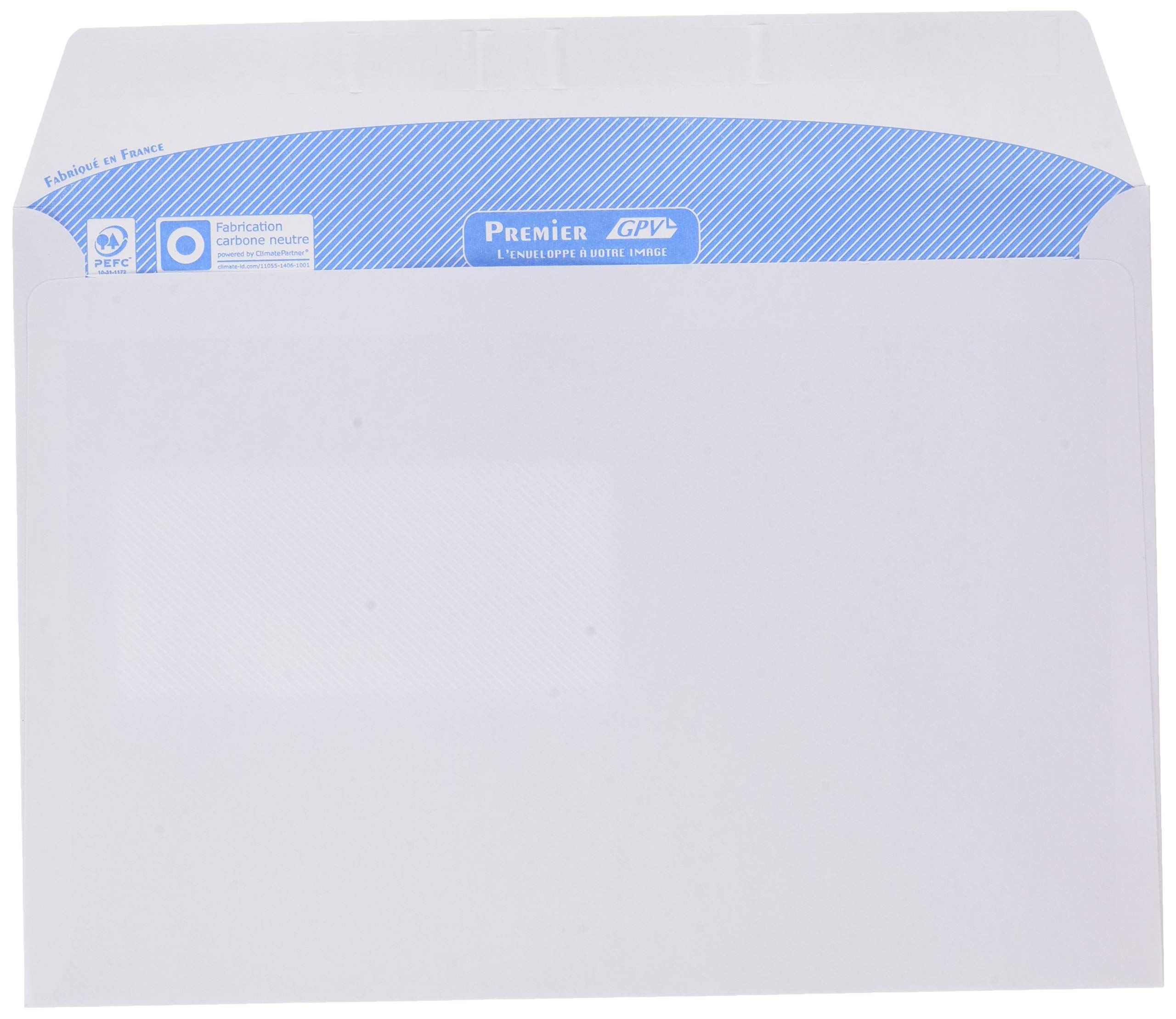 GPV - Boite de 500 Enveloppes - Format C5 (162x229 mm), fenêtre de 45x100 mm, qualité papier blanc : 90 g/m2 - Certifié PEFC