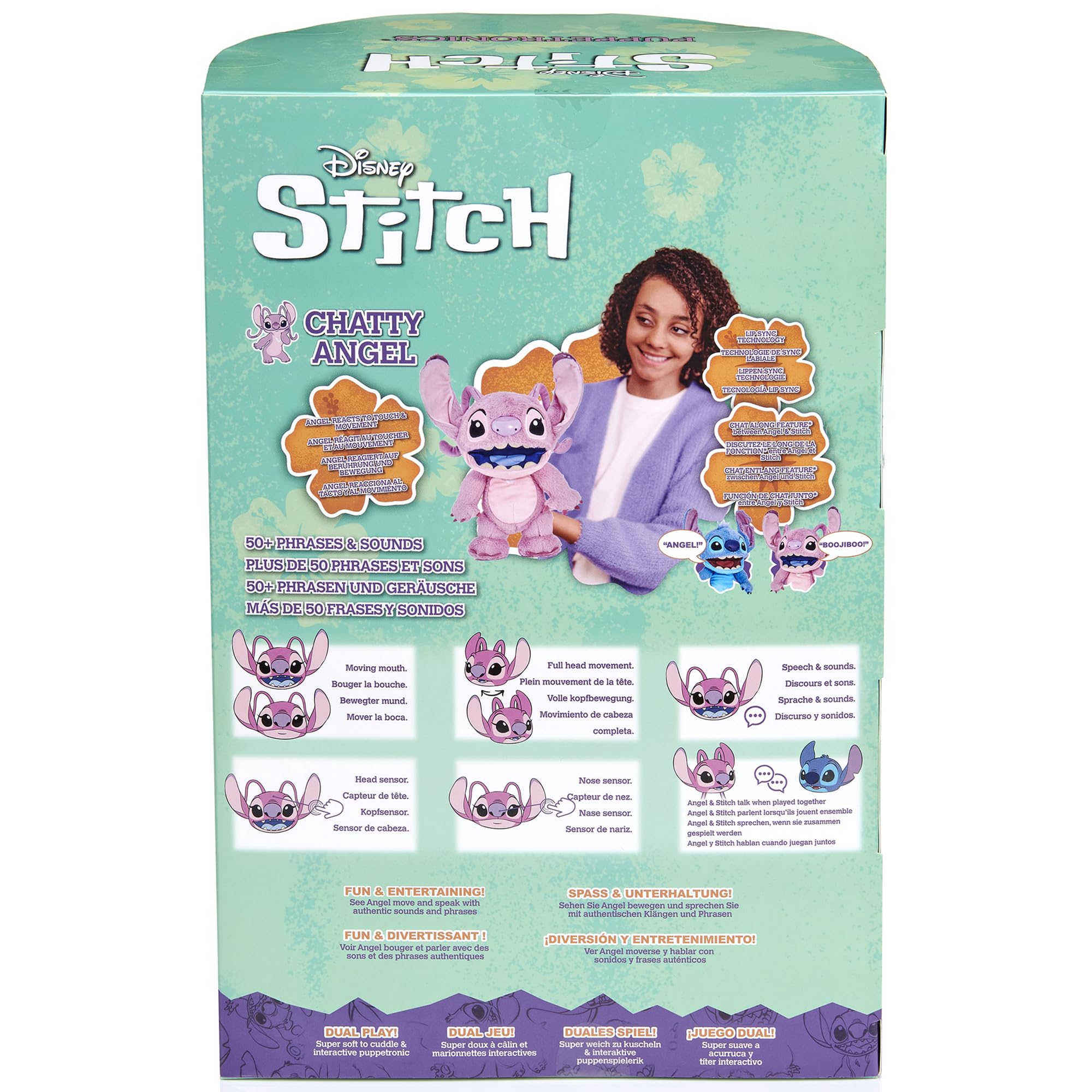Wow! Stuff Disney Chatty Angel Deluxe Puppetronic, Interaktive Animatronik Puppe mit über 50 Sounds, spricht und bewegt Sich, Größe ca. 30 cm, für Kinder und Erwachsene, Violett