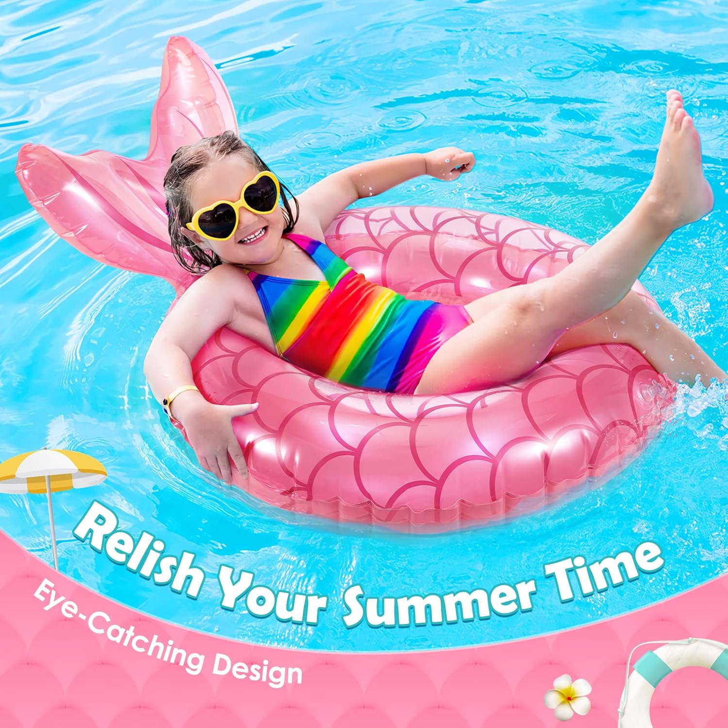 HeySplash Swim Vest for Kids&Mermaid Pool Float