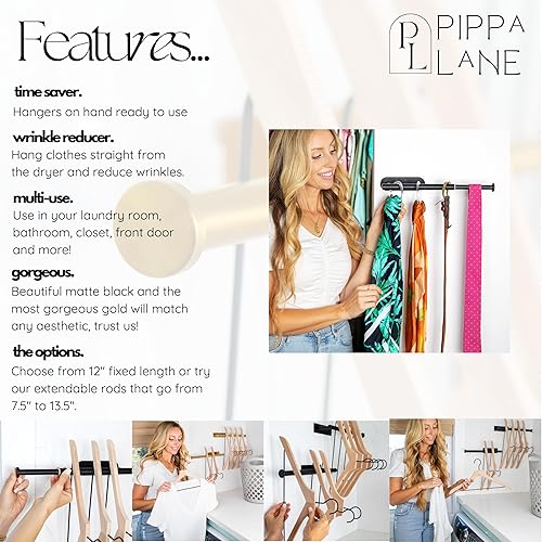 Miniatura 3 de Organizador apilable para colgar ropa, multifuncional, para montaje en pared, organizador de almacenamiento, 2 piezas de acero inoxidable largo para