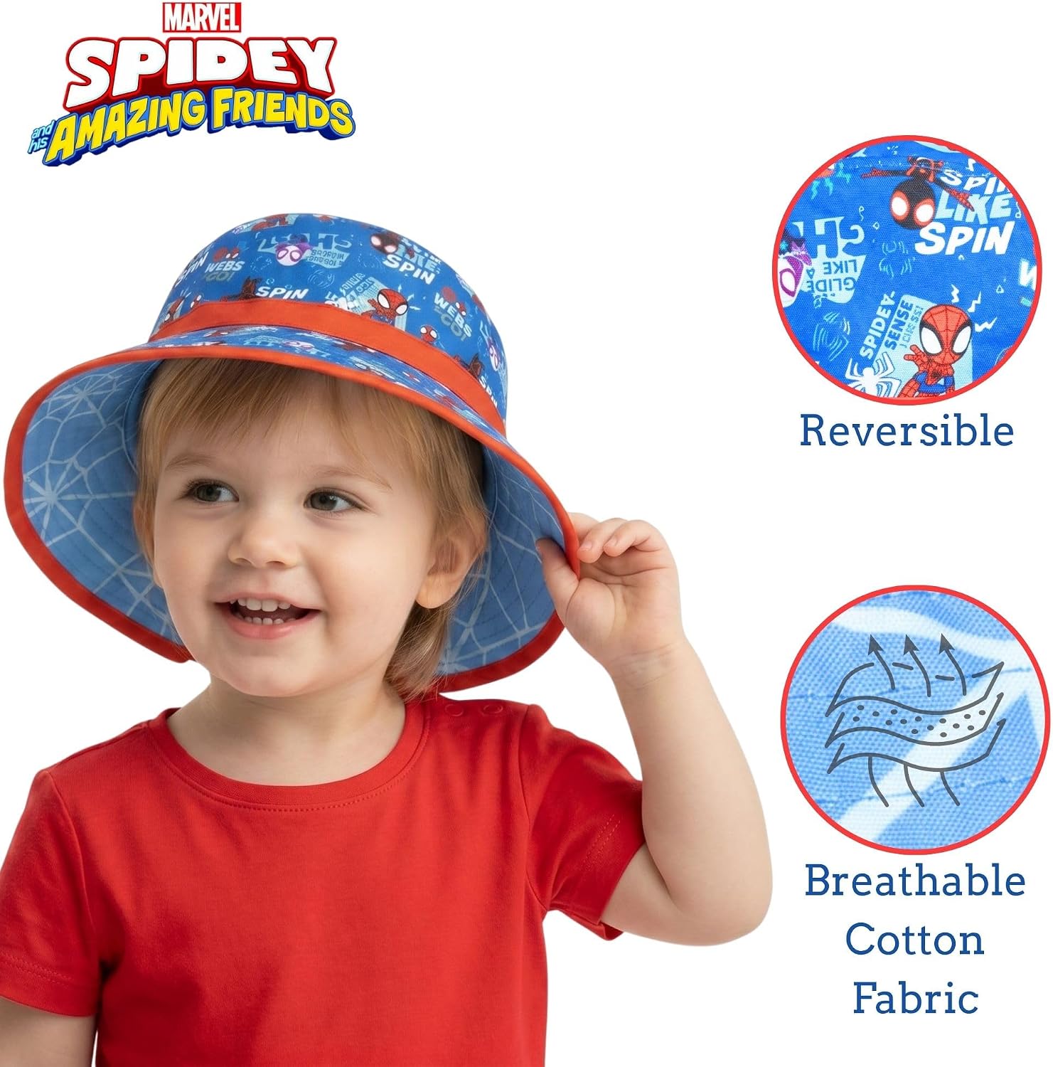 Marvel Legends Avengers Bucket Hat, Reversible Kids Bucket Hat, Toddler Boy Summertime Beach Hat with Favorite Superheroes