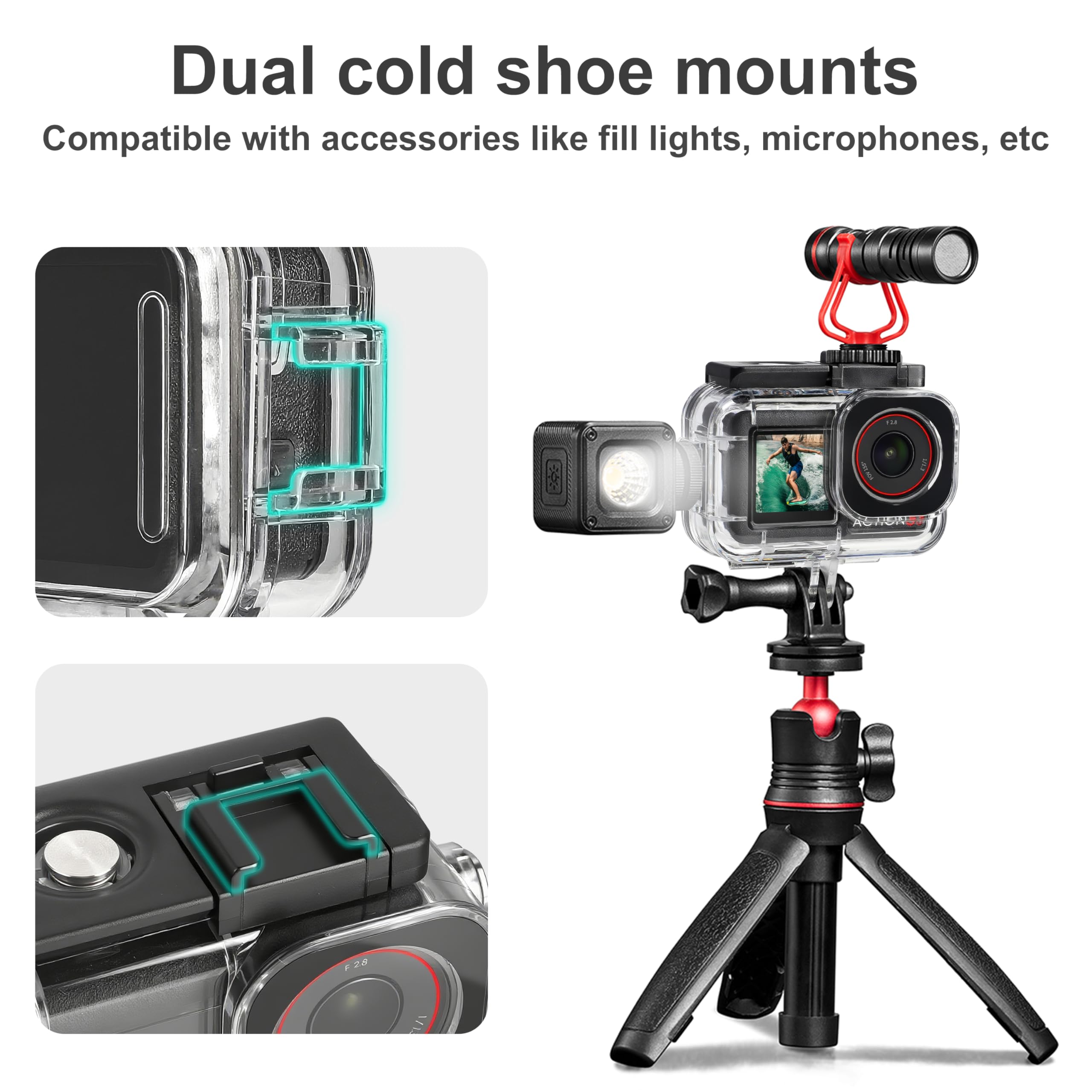 FitStill Custodia subacquea impermeabile da 50 m e manico galleggiante, adatta per DJI osmo Action 5pro/Action 4/Action 3 accessori per set da immersione