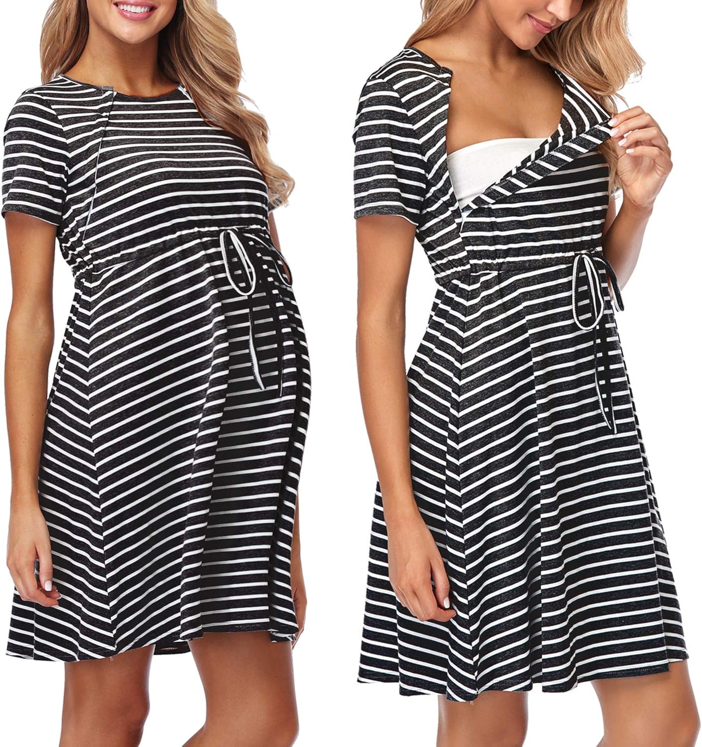 Oalyip Freizeitrock Schwangere Frauen Pflege Geburt Kurzarm Nachtkleid ...