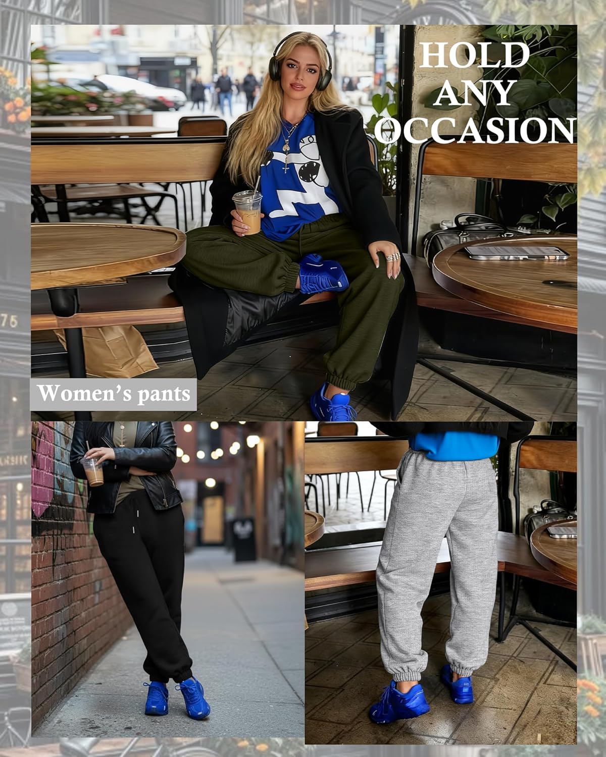 4 Pack Women's Plus Size Sweatpants Drawstring Loose Fit Joggers Comfy Casual Athletic Yoga Pants with Pockets - Image 2