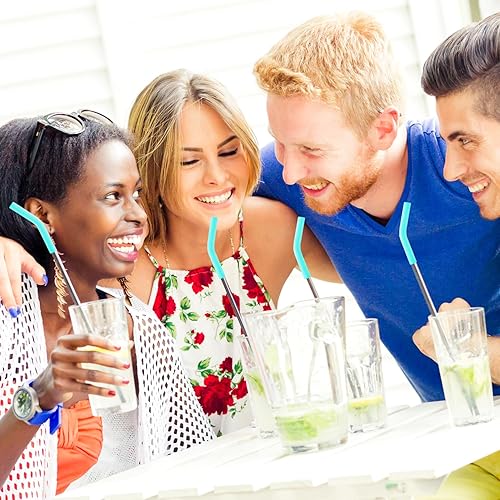 Miniatura 7 de 12 puntas de silicona para popotes de grado alimenticio, color rosa, repuesto para popotes de metal de acero inoxidable de 516 pulgadas de ancho