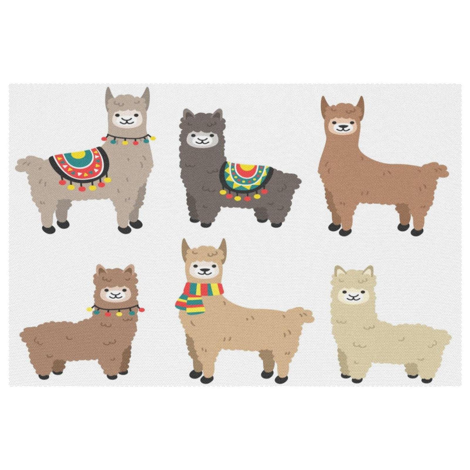 Sets de table Llama Alpacas Friends pour des repas de famille joyeux et protégés