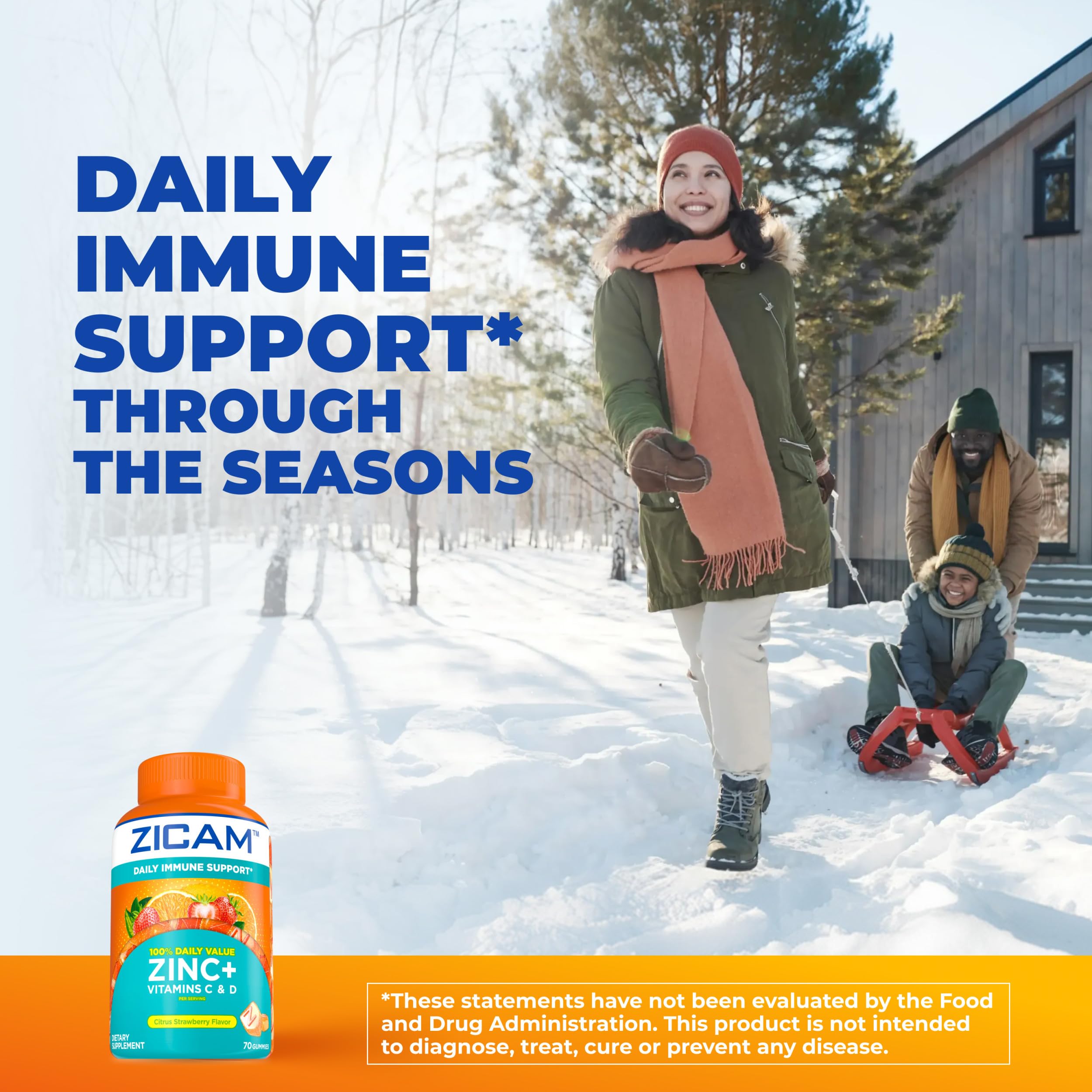 Zicam Daily Immune Support Gummy Supplement, Citrus Strawberry, 70 Count — Amazon image 2