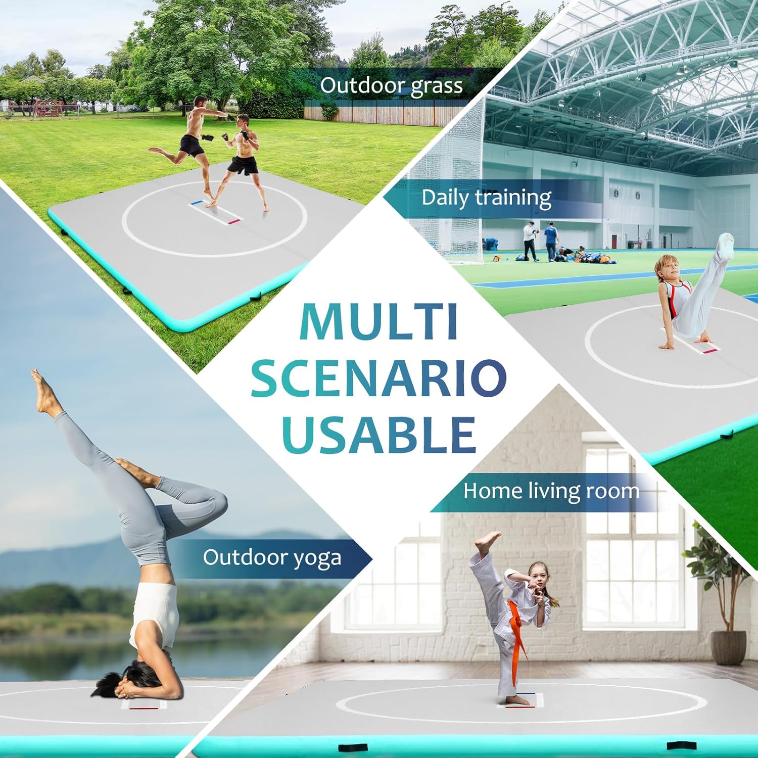 Balacoo Inflatable Wrestling Mat 10ft, 4" Thick Foldable Gymnastics Mat for Home Outdoor Indoor - Waterproof Pvc for Wrestling, Gymnastics, Judo, Mma, Grappling, Boxing