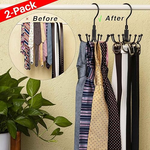 Miniatura 4 de Purse Holder for Closet, 2-Pack Purse Hangers for Closet, 360 Rotation Belt and Tie Hanger, Closet Storage Hook and Closet Accessories Organizer for