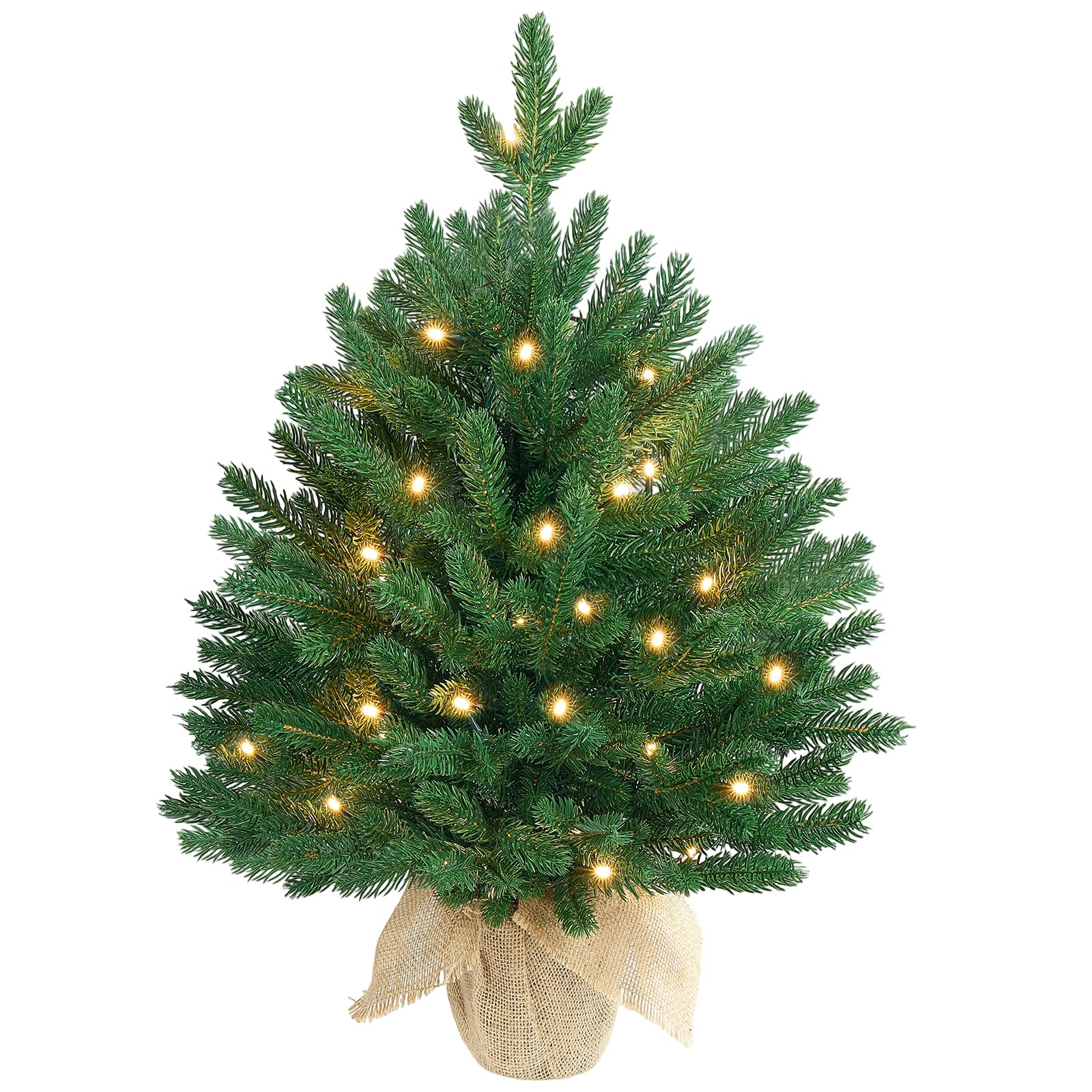 ELYKEN Mini sapin de Noël artificiel de 55,9 cm avec lumières LED, petite table, décorations de fête de Noël pour bureau, décoration d'intérieur