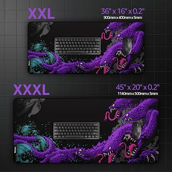 Hystar Extended Gaming Mouse Pad | XXL 36 x 16 | 5mm Thick, Waterproof Surface, Smooth Polyester Fabric, and Natural Rubber Base | Mythic Hydra