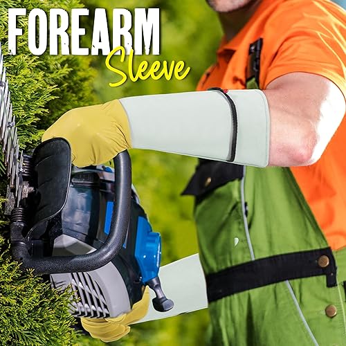 Miniatura 63 de HANDLANDY - Guantes de jardinería para poda de rosales para hombres y mujeres, guantes largos a prueba de espinas, de cuero de cerdo, transpirables