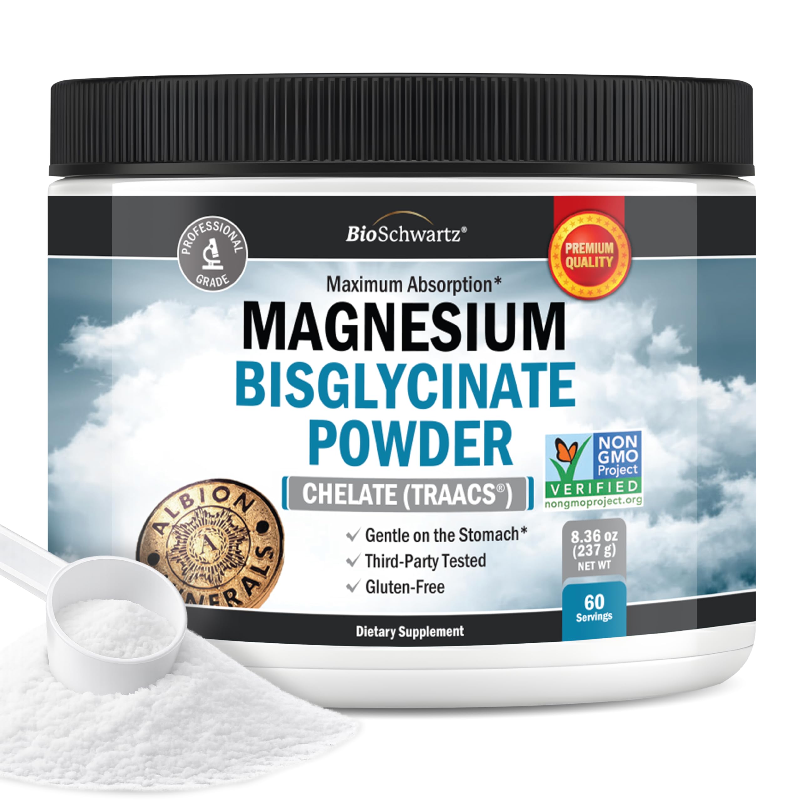 Magnesium Bisglycinate Chelated Supplement - High Absorption Magnesium Glycinate Supplement for Women and Men - Sleep, Muscle, Bone & Joint Support - Non-GMO, Non-Laxative Chelate