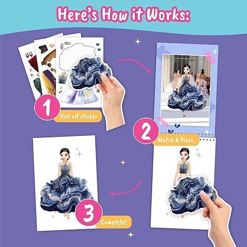 Miniatura 6 de Libros de disfraces con pegatinas - Libro de actividades con pegatinas para niños. Aprende diseño de moda para niñas con pegatinas y guías para