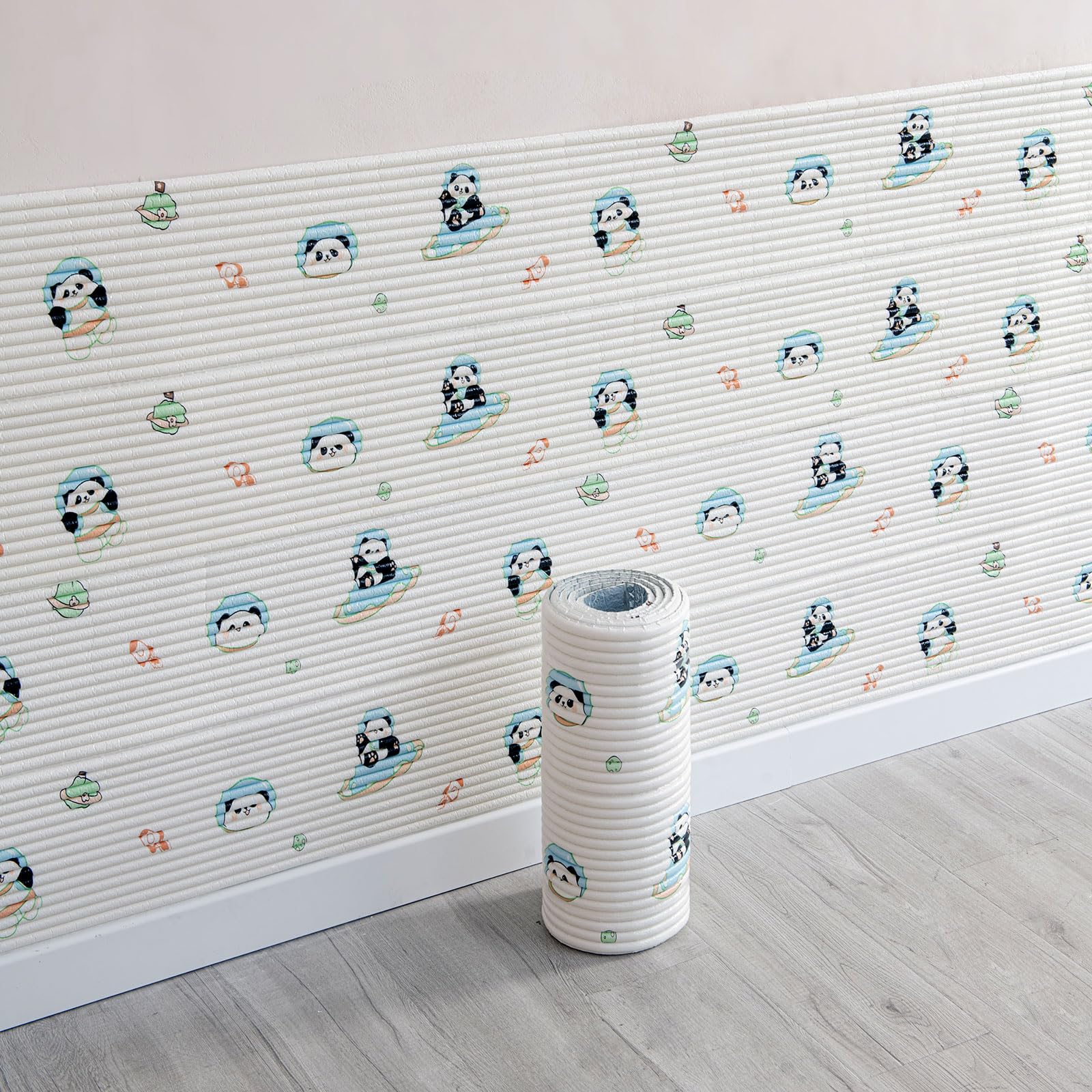 Imbottitura da parete anti-collisione per bambini, 40x200cm, adesivi murali 3D autoadesivi, pannelli da parete imbottiti per testiera del letto per camera dei bambini, club di danza (Orso spaziale)