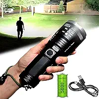Lanterna Tática Recarregável | LED Alta Potência Tipo Sabre de Luz 2000M De Alcance | 4 Modos | USB | Resistente à Água e Impacto | Recarregavel | Compacta e Durável | Zoom regulavel