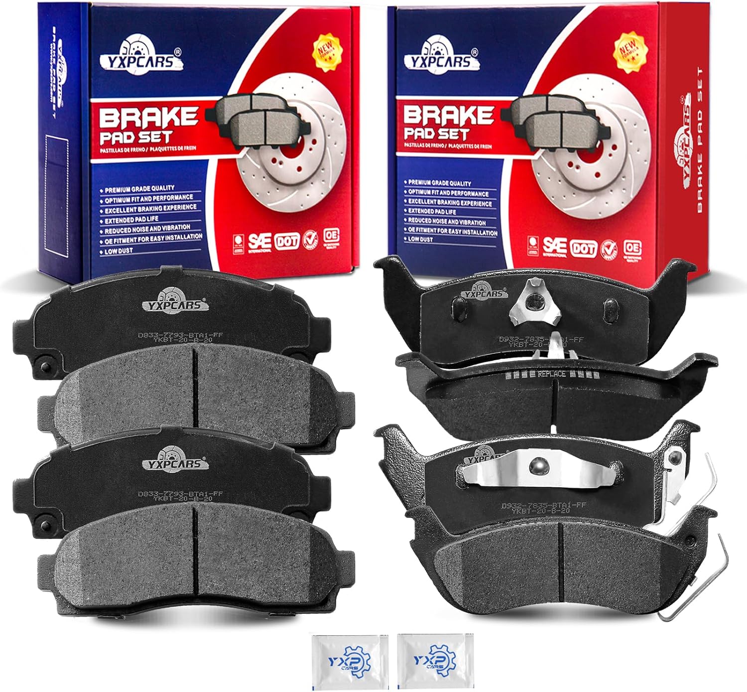 Front and Rear Ceramic Disc Brake Pads Set Replacement for Ford Ranger 2010-2011, for Mazda B2300/B4000 2010