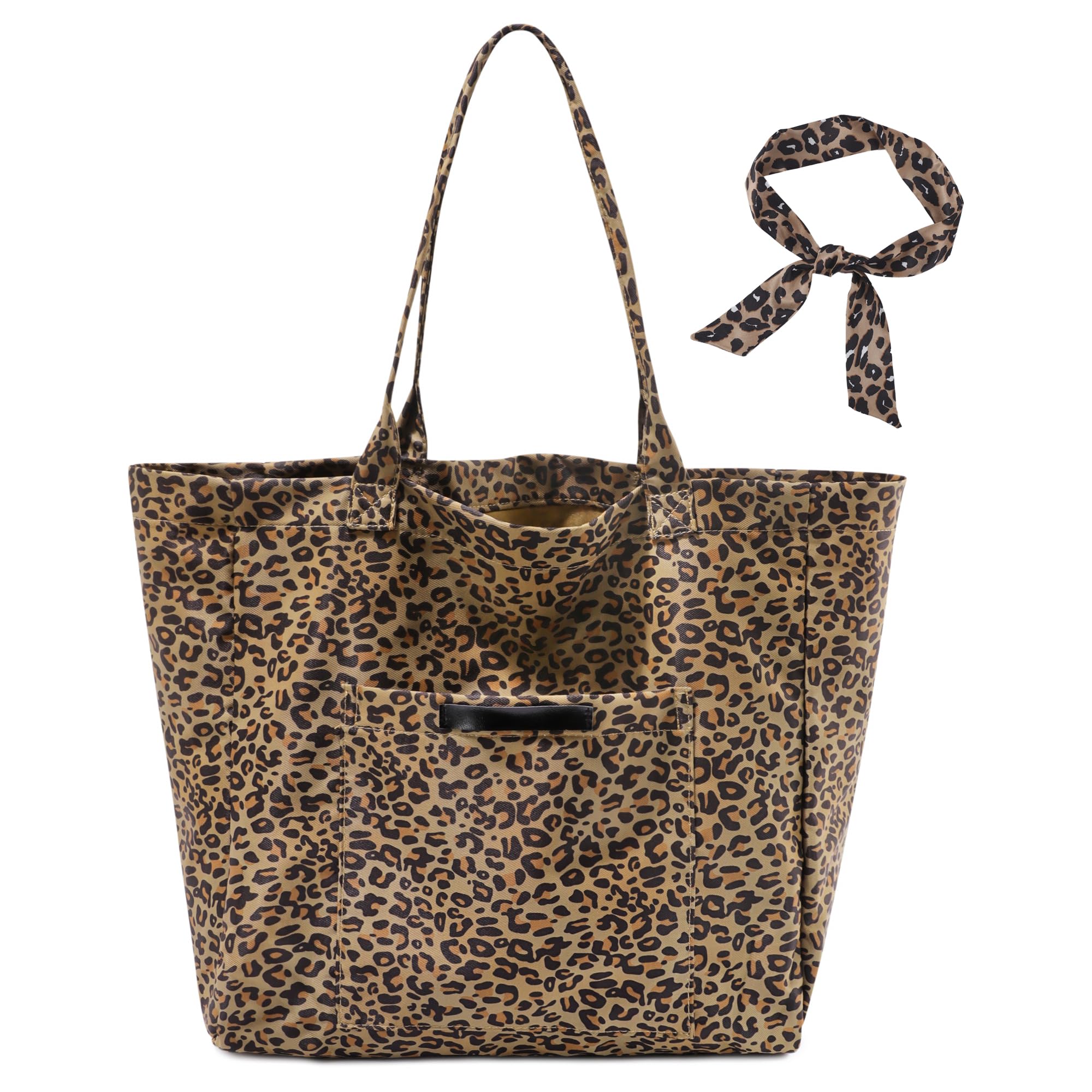 LOTEZAVA Große Strandtasche Damen, Leo Tasche aus Canvas, Leopardenmuster Shopper für Strand & Urlaub, XXL Sommertasche Handtasche, Stilvolle Tote Bag für Alltag & Shopping | Leo Tasche