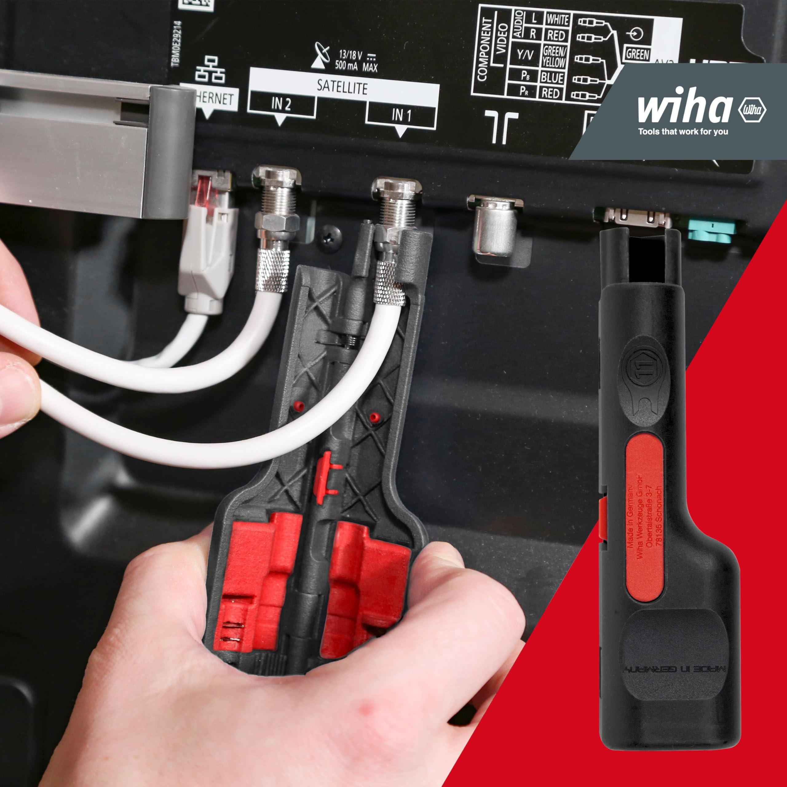WIHA 44241 - Herramienta para pelado y montaje de cables coaxiales Ref. Z73200306SB