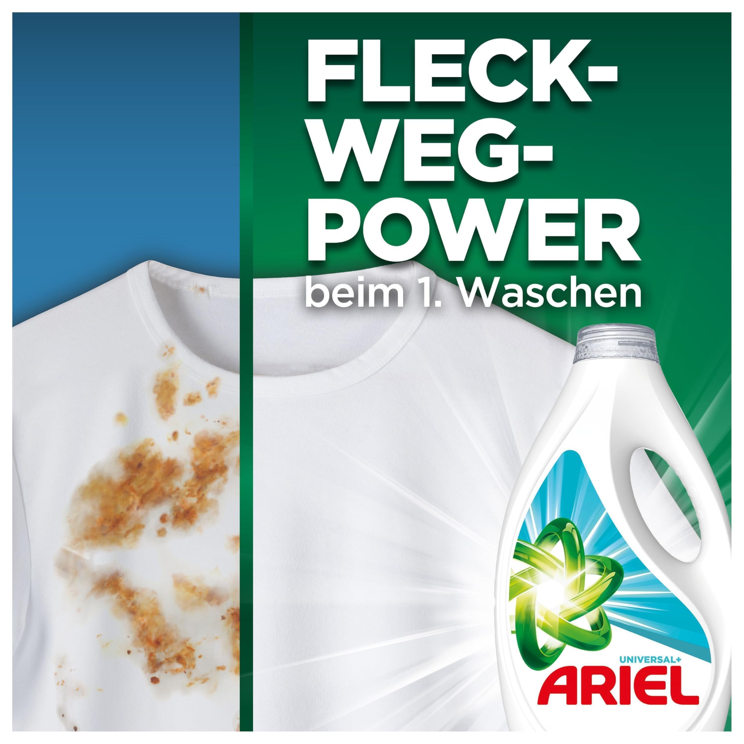 Ariel Flüssigwaschmittel, 100 Waschladungen Universal+ Waschmittel, Mit der Frische von Febreze, Kraftvolle Fleckenentfernung schon ab der 1. Wäsche