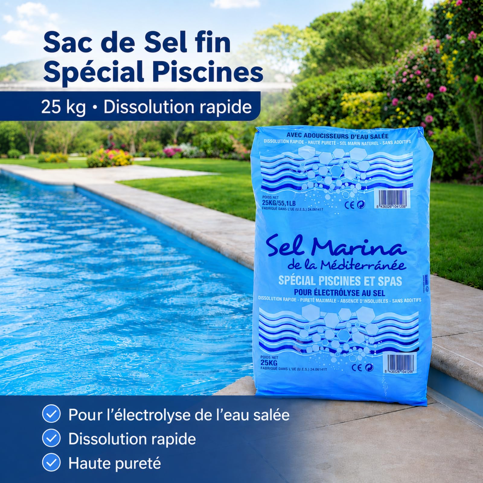 Llofer - 5SEL25KG, 5 Sacs de sel Fin pour Piscine (Dissolution Rapide) - 25kg