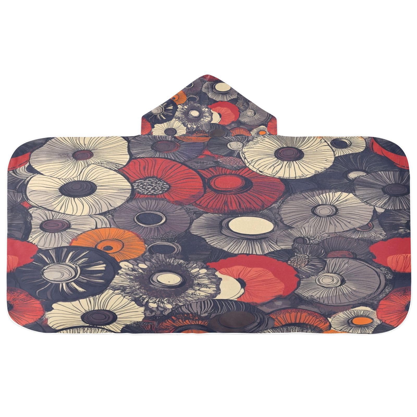 Kigai Mushroom Hooded Beach Towel for Kids Soft Absorbent Quick Dry Bath Towel with Hood Lightweight Toddler Shower Pool Bath Wrap for Boys Girls