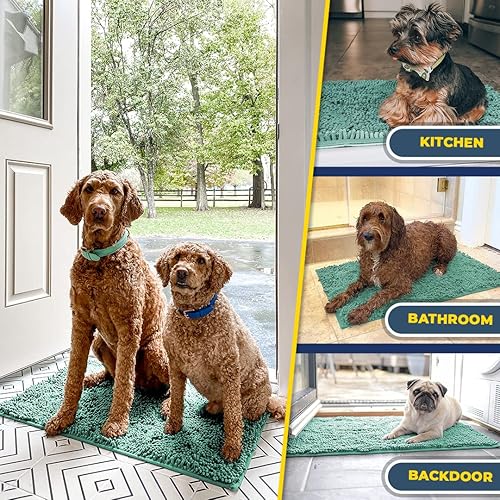 Vista 90 de Muddy Mat® - Tapete de microfibra superabsorbente para mascotas, antideslizante y lavable, de felpilla, secado rápido, para entrada