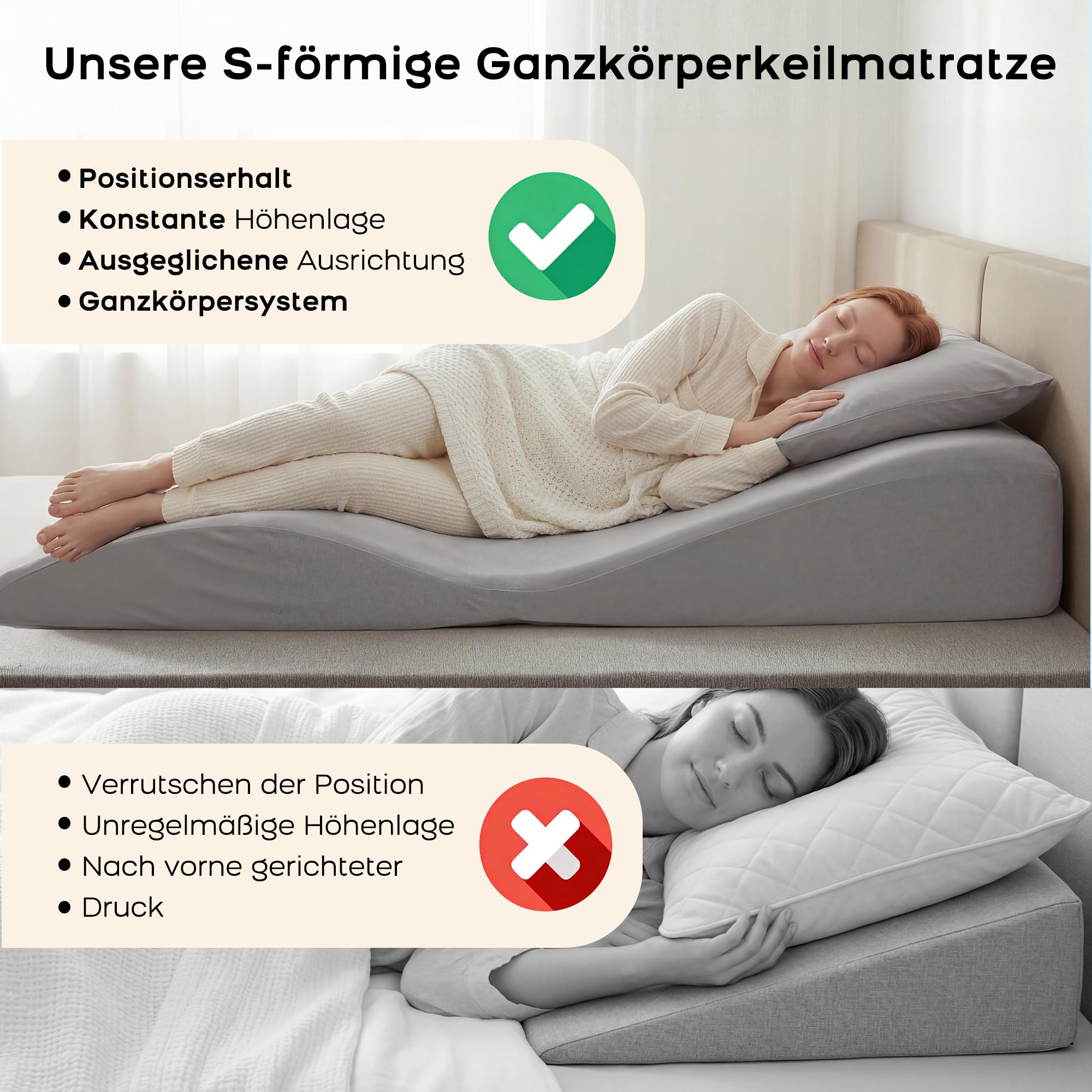 Keilkissen-Set, Ganzkörper-Keilmatratze aus Memory Foam