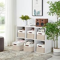 Vista 5 de DECOMOMO Cestas de almacenamiento para estantes, contenedores de almacenamiento de tela, organizadores de armario de lino y almacenamiento