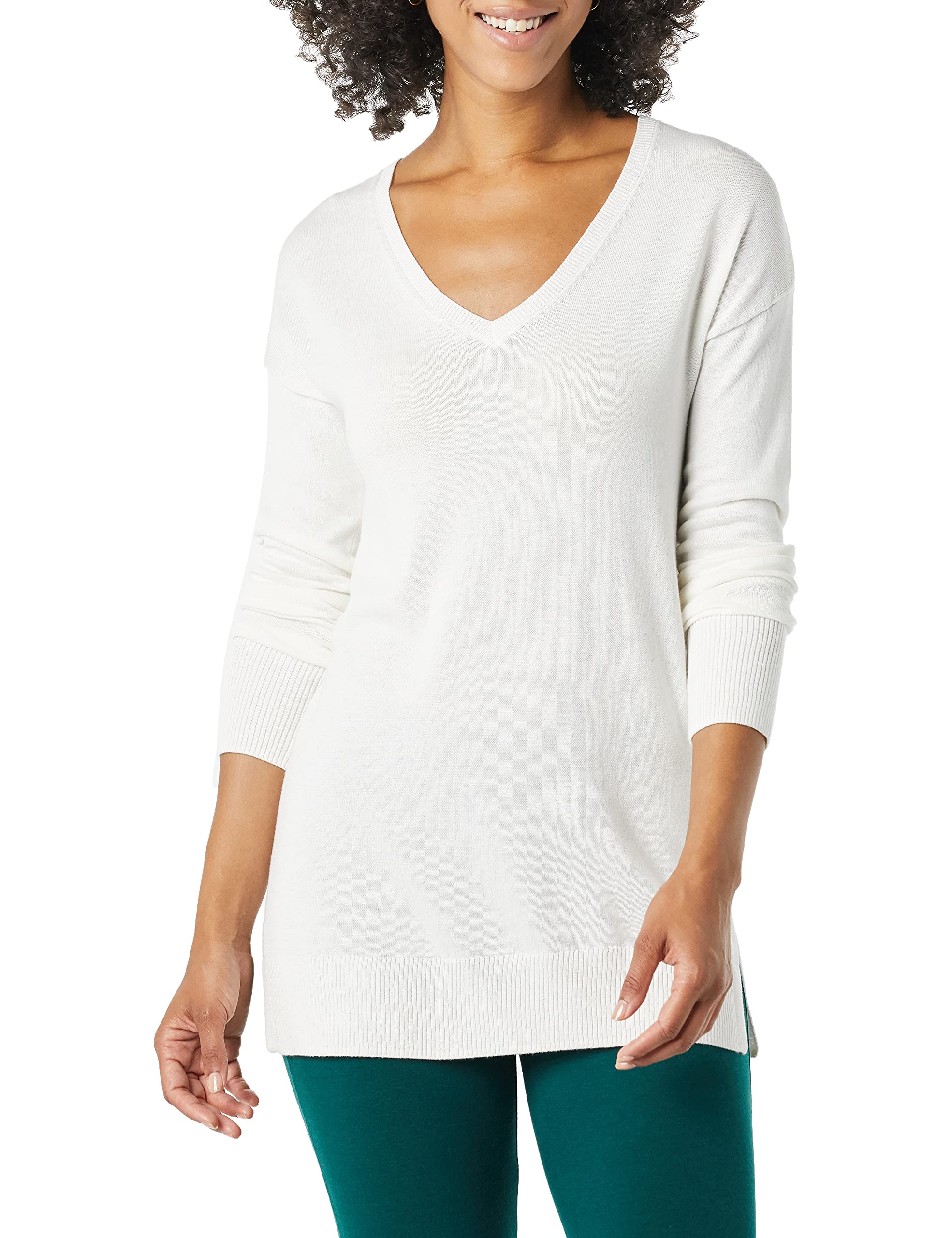 Amazon Essentials Women's Lightweight LongSleeve VNeck Tunic Sweater