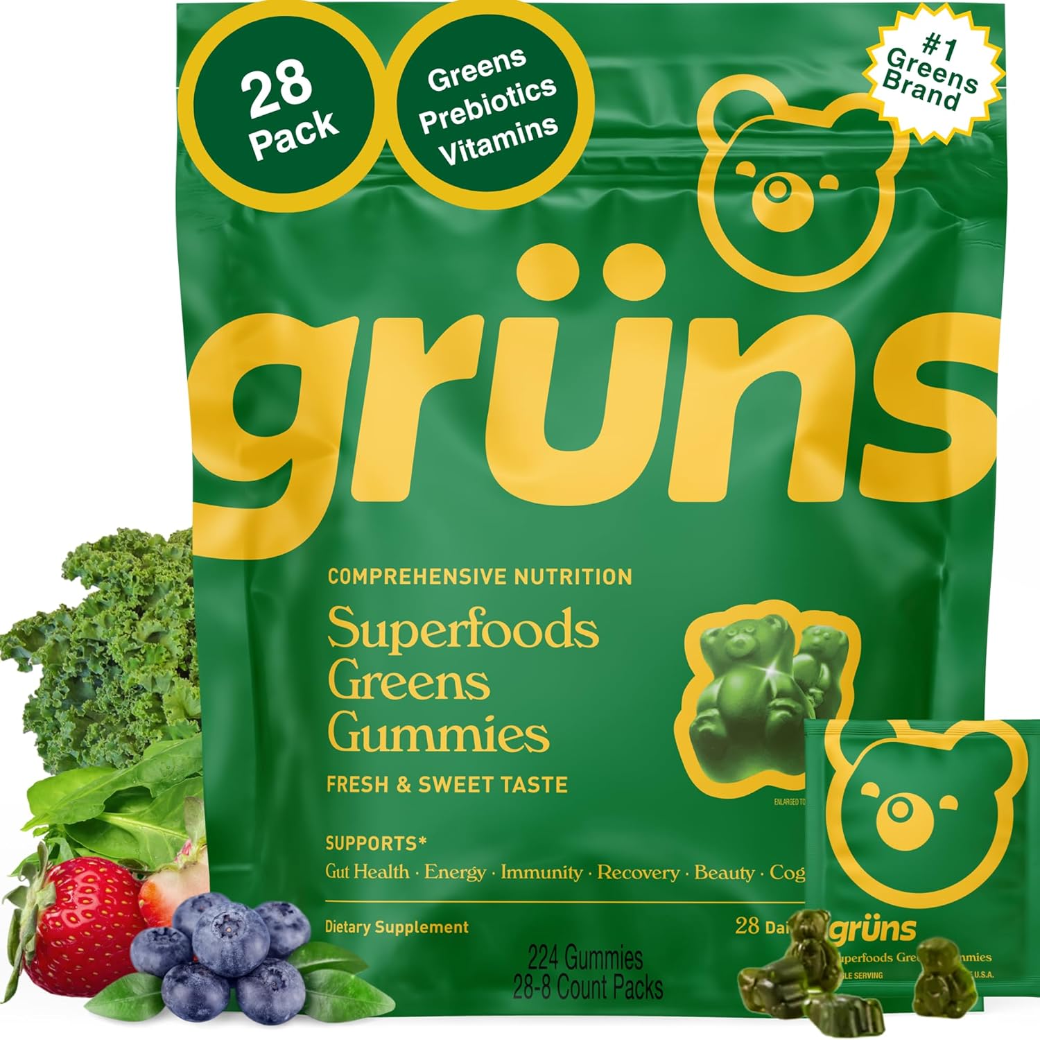 Grüns Adults Super Greens Multivitamin Gummies