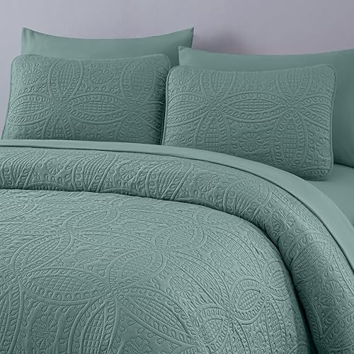Miniatura 3 de Chezmoi Collection Liam Spa - Juego de edredón tamaño Queen en una bolsa, edredón ligero con patrón de moneda de 7 piezas con sábanas, fundas de