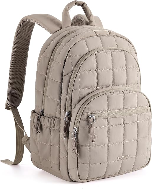 BAGSMART College Laptop Backpack, Travel Laptop Backpack for Women, Quilted Casual Daypack