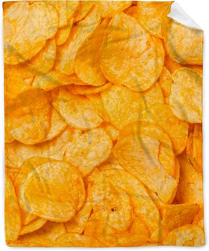 Miniatura 1 de BUYYET Manta de regalo de franela de forro polar con chips realistas, manta de comida interesante, ligera, suave, bonita y acogedora para cama,