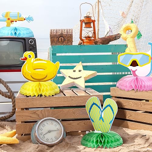 Miniatura 5 de 10 piezas de centros de mesa de panal de abeja de verano, decoración de playa, temática de Hawaii, fiesta de cumpleaños, decoración de mesa de