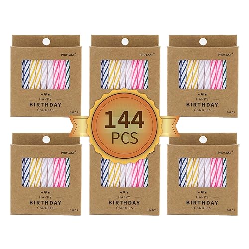 PHD CAKE 144-Count Multicolored Spiral Birthday Candle, Birthday Candles for