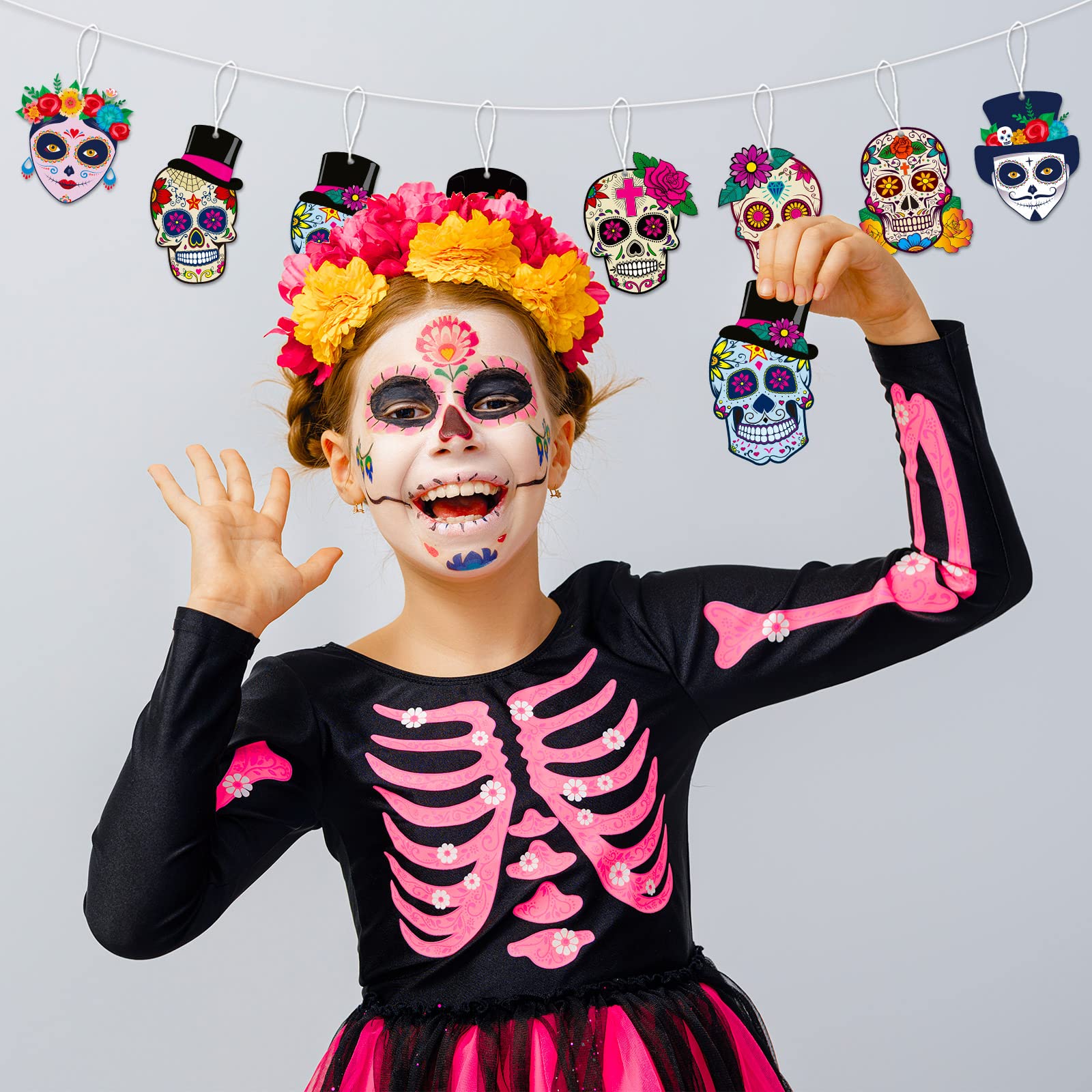 36 Sets Tag Der Toten Sonnenfänger Bastelset – DIY Zuckerschädel & Skelette Bemalen Für Fensterdekoration Zu Halloween