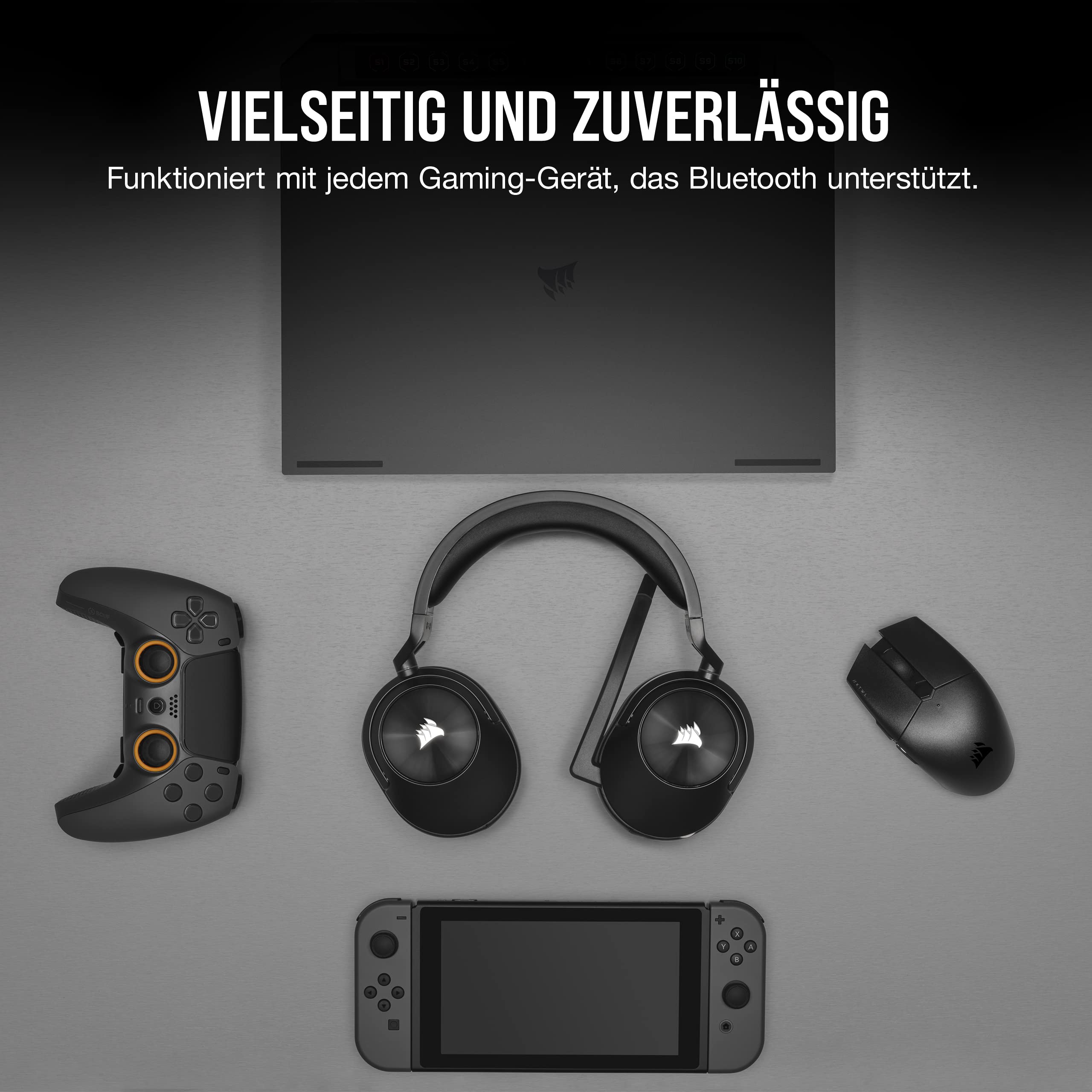 Corsair HS55 Wireless CORE Gaming Headset - Omnidirektionales Mikrofon - Neodym-Treiber - 50 ft Reichweite - iCUE - PC, PS4, Nintendo Switch - Carbon
