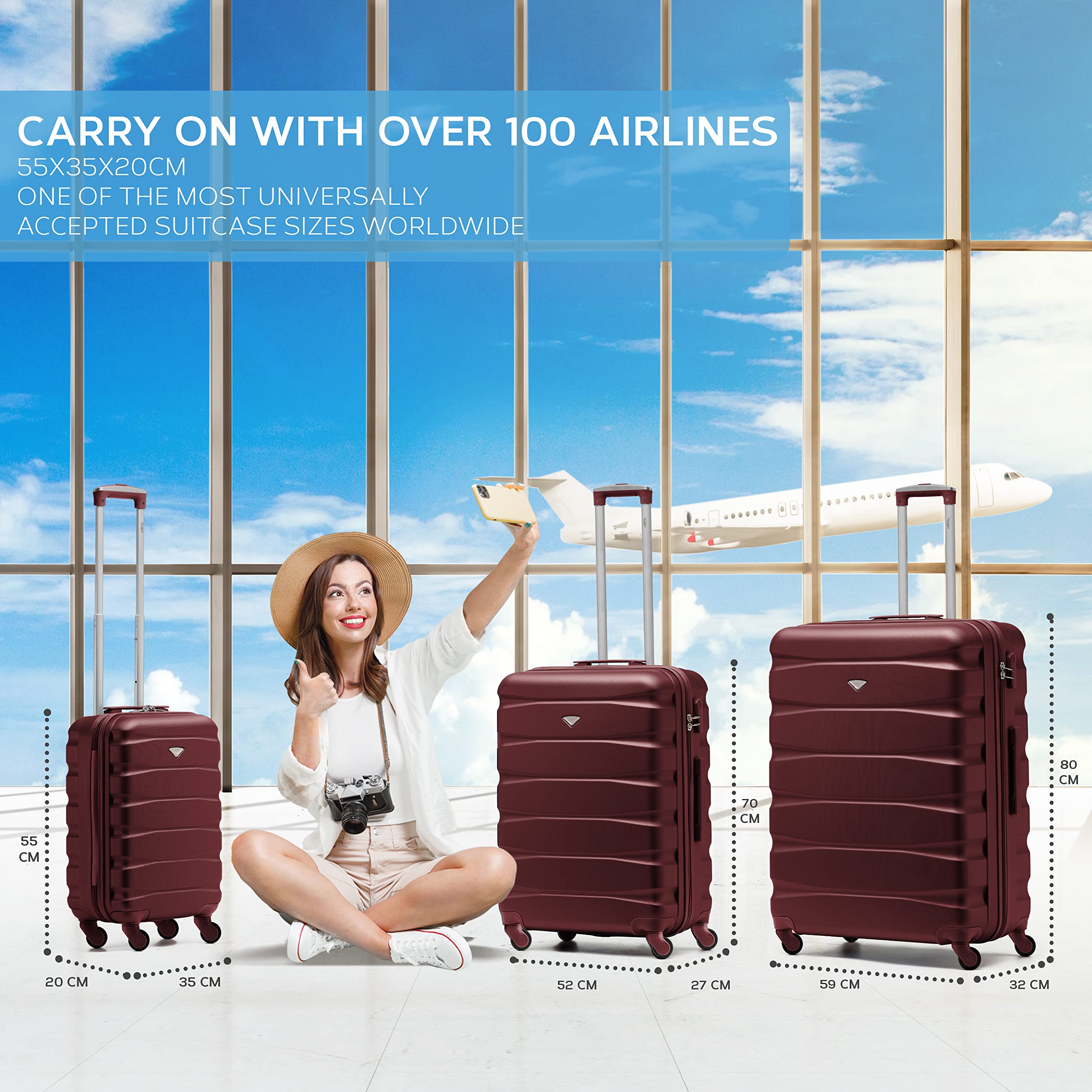 Flight Knight Lightweight 4 Wheel ABS Hard Case Extra Large Suitcase Approved for Over 100 Airlines Including easyJet, British Airways, Ryanair, Jet2, Emirates & Many More - Check-in Large Size 29"