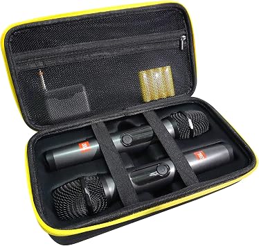 Wireless Microphone Case Only Specially Design for JBL Wireless Two Microphone System, Handheld Dual Mic Travel Bag for Singing or Karaoke for Receivers, Adapters, AA Batteries-BlackBox Only