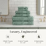 Modern Threads - Découpe de loft 6-Piece 100% Ensemble de serviettes en coton peigné - Serviettes de bain, Serviettes à main, & Vaisselle - Super absorbant & Séchage rapide - 600 GSM - Doucement & En peluche, Eucalyptus